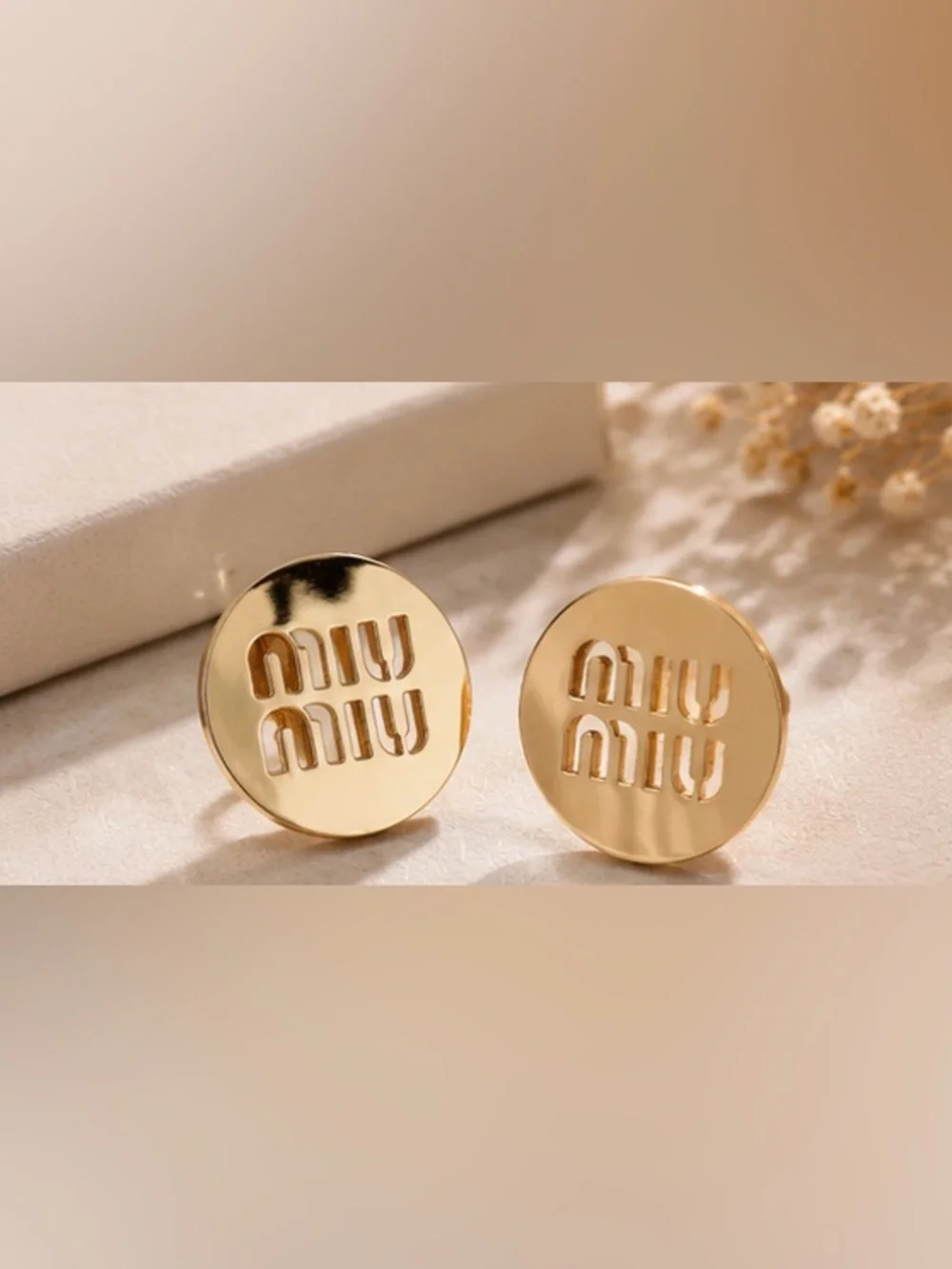 Gold Tone Round Cutout Statement Stud Earrings Minimal Chic Jewelry